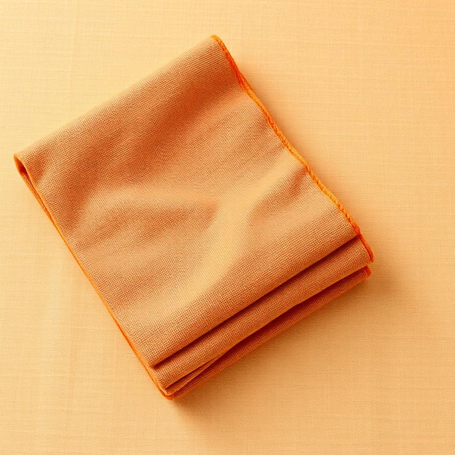 Warme terracotta linnen stof met natuurlijke weefstructuur